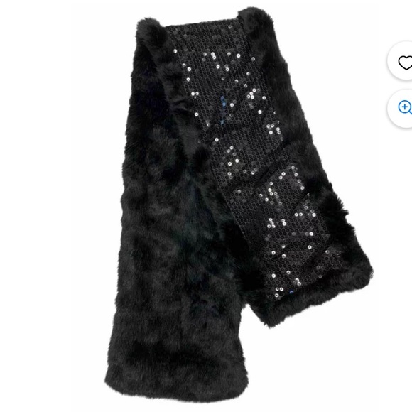 Candies woman’s black pull through sparking sequins & faux fur scarf 🧣 - Picture 7 of 12